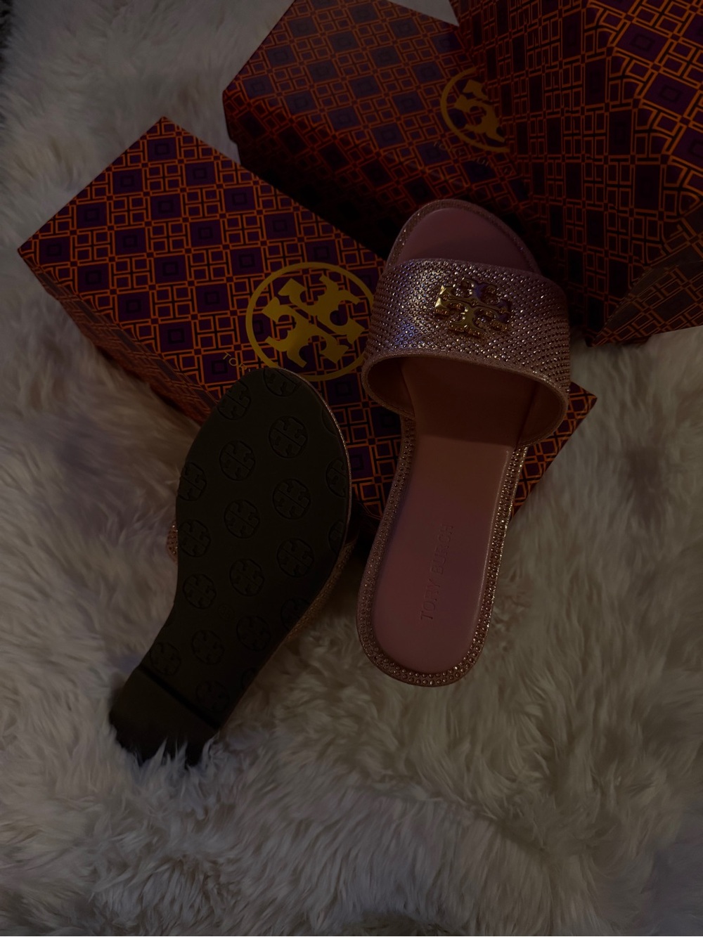 Tory Burch Rose Gold Metallic Slide Mules - Picture 2 of 3